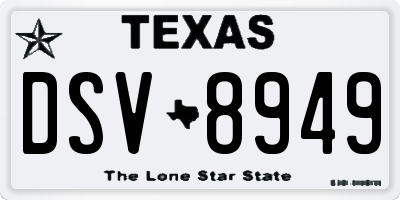 TX license plate DSV8949
