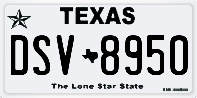 TX license plate DSV8950
