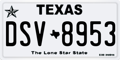 TX license plate DSV8953