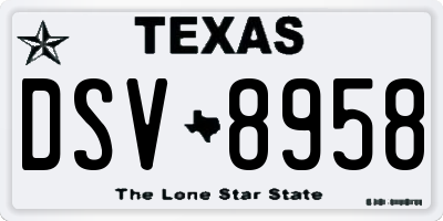 TX license plate DSV8958