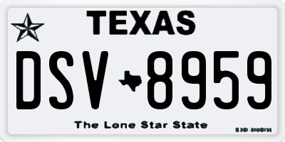TX license plate DSV8959