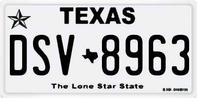 TX license plate DSV8963