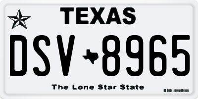 TX license plate DSV8965