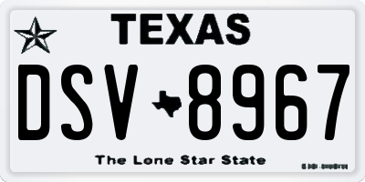 TX license plate DSV8967