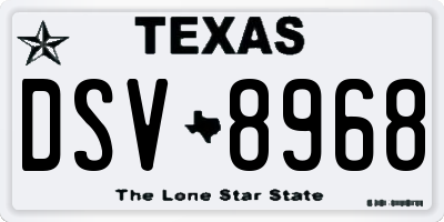 TX license plate DSV8968
