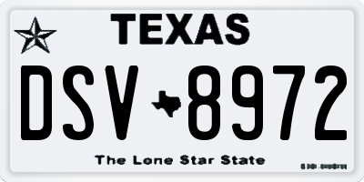 TX license plate DSV8972
