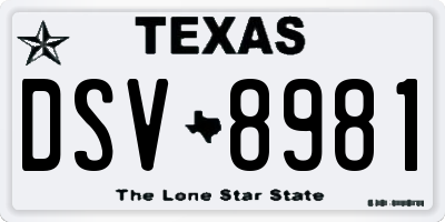 TX license plate DSV8981