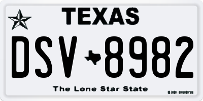 TX license plate DSV8982