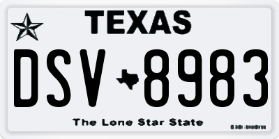 TX license plate DSV8983