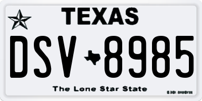 TX license plate DSV8985