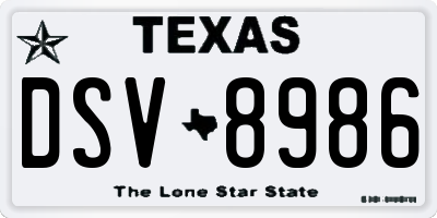 TX license plate DSV8986