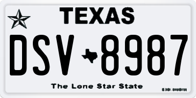 TX license plate DSV8987