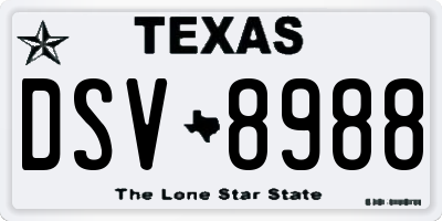 TX license plate DSV8988