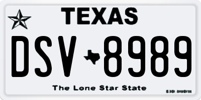 TX license plate DSV8989