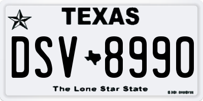 TX license plate DSV8990