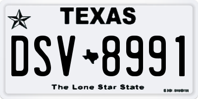 TX license plate DSV8991