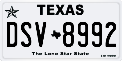 TX license plate DSV8992