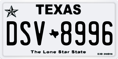 TX license plate DSV8996