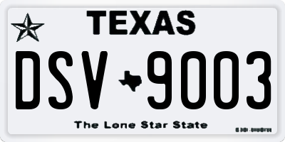 TX license plate DSV9003