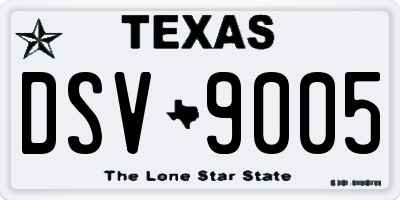 TX license plate DSV9005