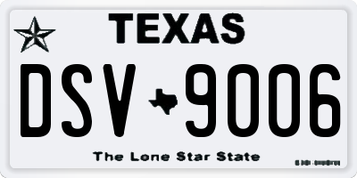 TX license plate DSV9006