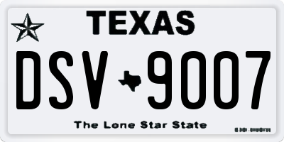 TX license plate DSV9007