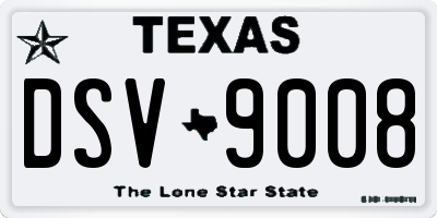 TX license plate DSV9008