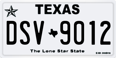 TX license plate DSV9012