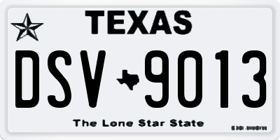 TX license plate DSV9013