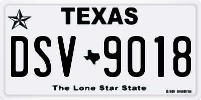 TX license plate DSV9018