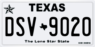 TX license plate DSV9020