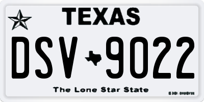 TX license plate DSV9022