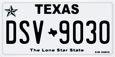 TX license plate DSV9030