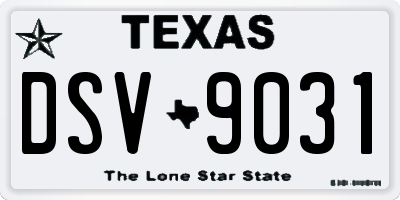 TX license plate DSV9031