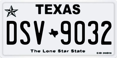 TX license plate DSV9032