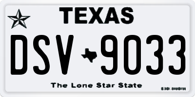 TX license plate DSV9033