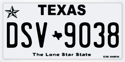 TX license plate DSV9038