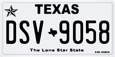 TX license plate DSV9058