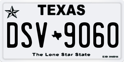 TX license plate DSV9060