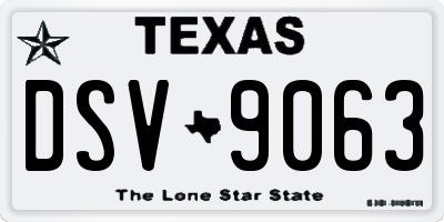 TX license plate DSV9063