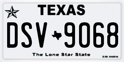 TX license plate DSV9068