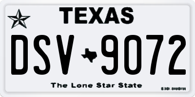 TX license plate DSV9072