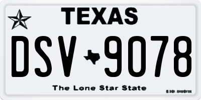 TX license plate DSV9078