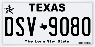 TX license plate DSV9080