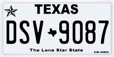 TX license plate DSV9087