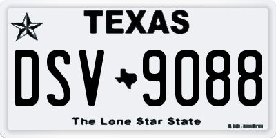TX license plate DSV9088