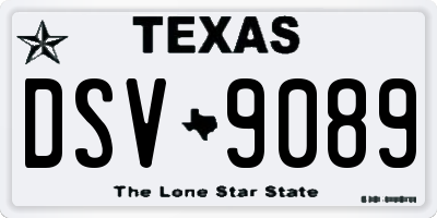 TX license plate DSV9089