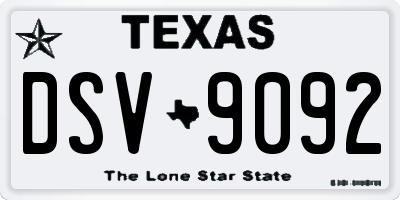 TX license plate DSV9092