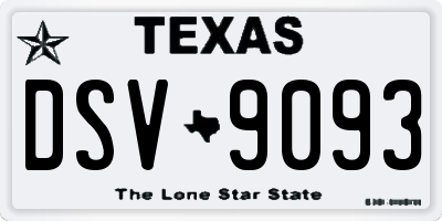 TX license plate DSV9093