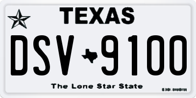 TX license plate DSV9100
